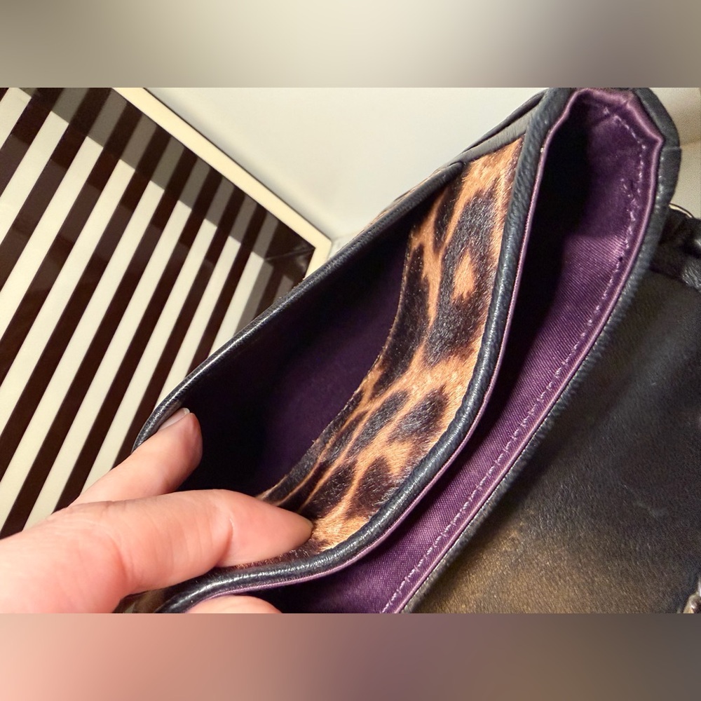 Henri Bendel Leopard Print Calf Hair Chain Shoulder Bag - Picture 4 of 14